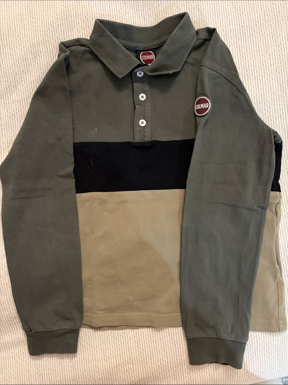 COLMAR Olive, Black & Tan Colorblock Long-Sleeve Polo